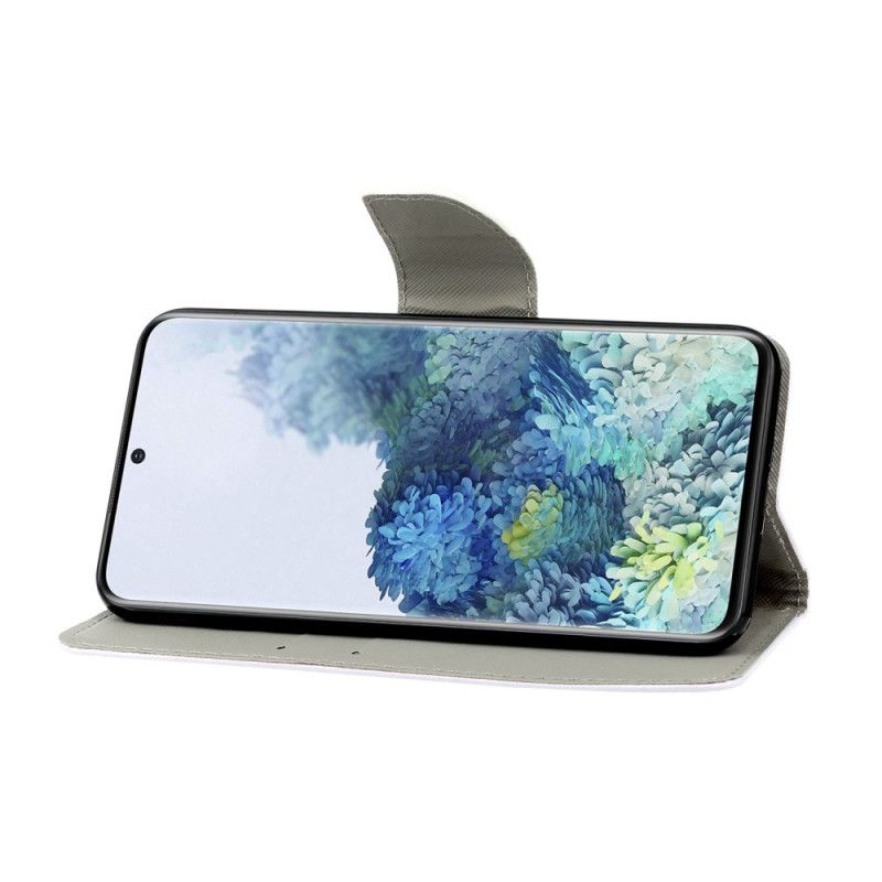 Lederhüllen Samsung Galaxy S21 Ultra 5G Farbige Blätter Mit Riemen