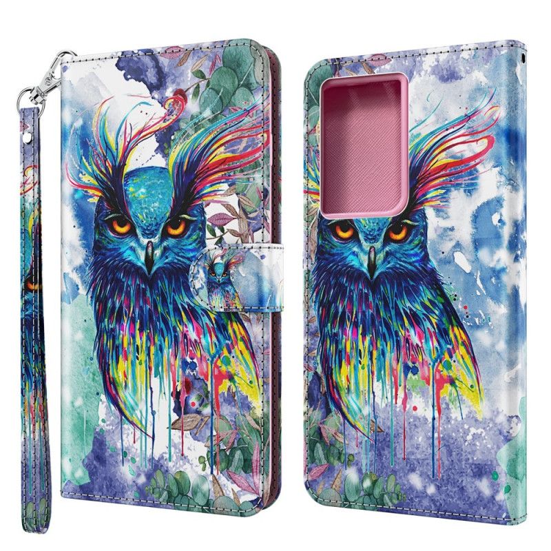 Lederhüllen Samsung Galaxy S21 Ultra 5G Handyhülle Aquarellvogel