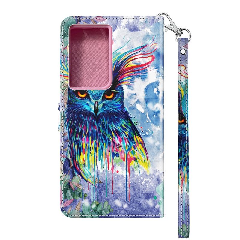 Lederhüllen Samsung Galaxy S21 Ultra 5G Handyhülle Aquarellvogel