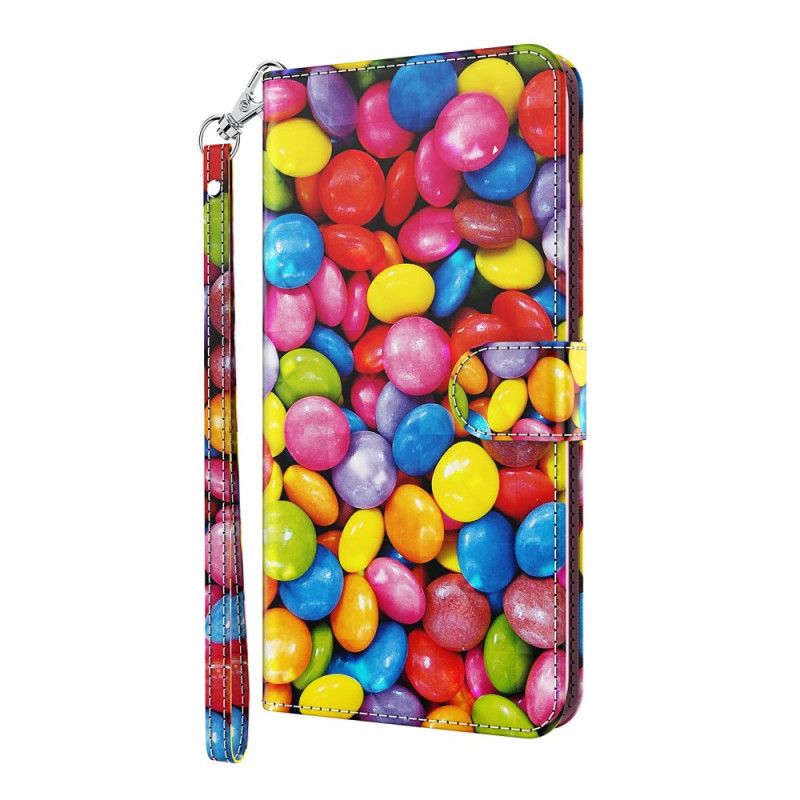 Lederhüllen Samsung Galaxy S21 Ultra 5G Handyhülle Light Spot Candy Mit Riemen