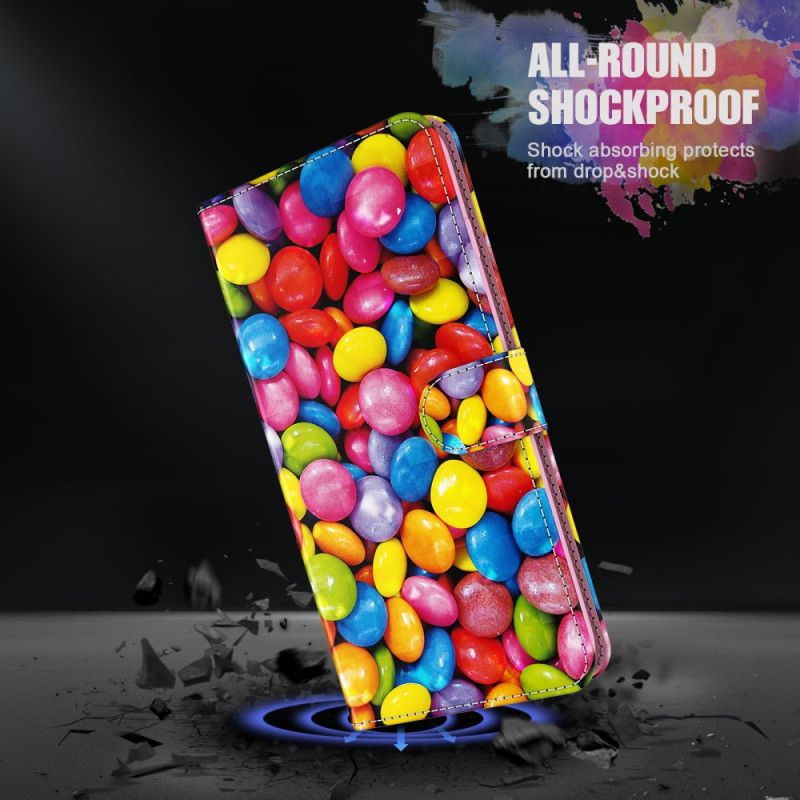 Lederhüllen Samsung Galaxy S21 Ultra 5G Handyhülle Light Spot Candy Mit Riemen