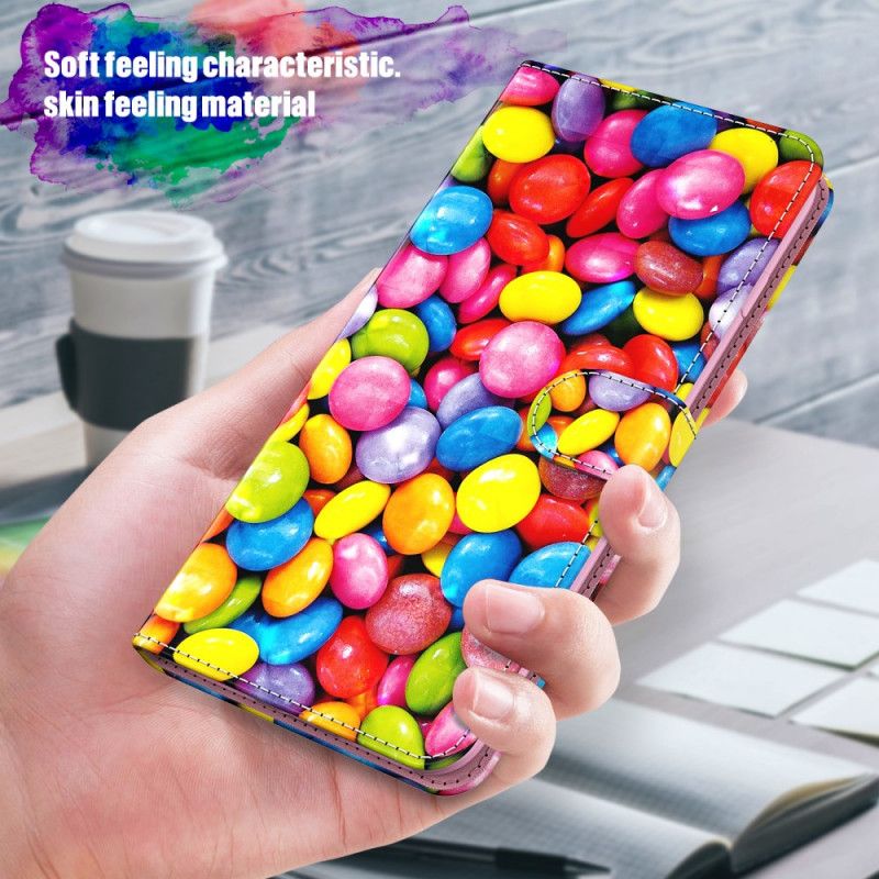 Lederhüllen Samsung Galaxy S21 Ultra 5G Handyhülle Light Spot Candy Mit Riemen