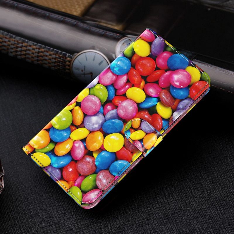 Lederhüllen Samsung Galaxy S21 Ultra 5G Handyhülle Light Spot Candy Mit Riemen