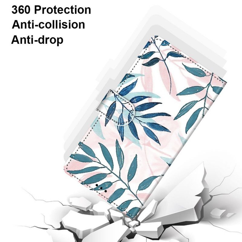 Lederhüllen Samsung Galaxy S21 Ultra 5G Magenta Farbige Blätter