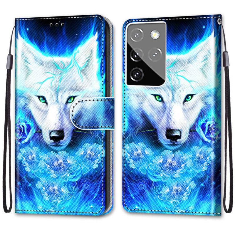 Lederhüllen Samsung Galaxy S21 Ultra 5G Magischer Wolf