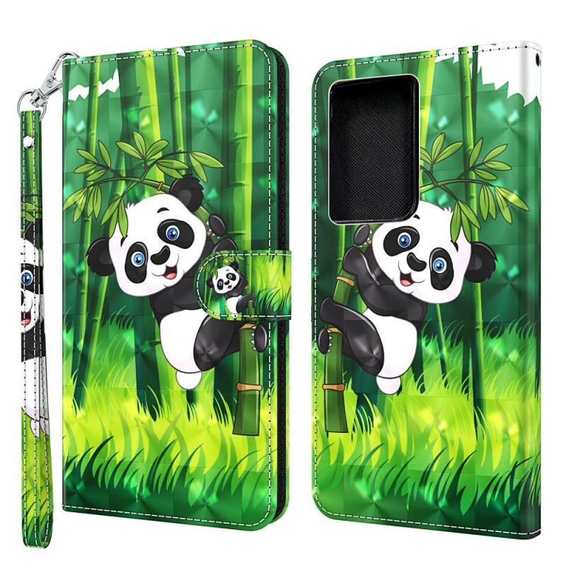 Lederhüllen Samsung Galaxy S21 Ultra 5G Panda Und Bambus