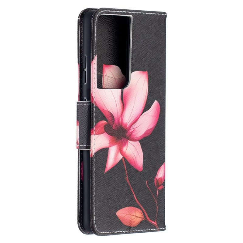Lederhüllen Samsung Galaxy S21 Ultra 5G Rosa Blume