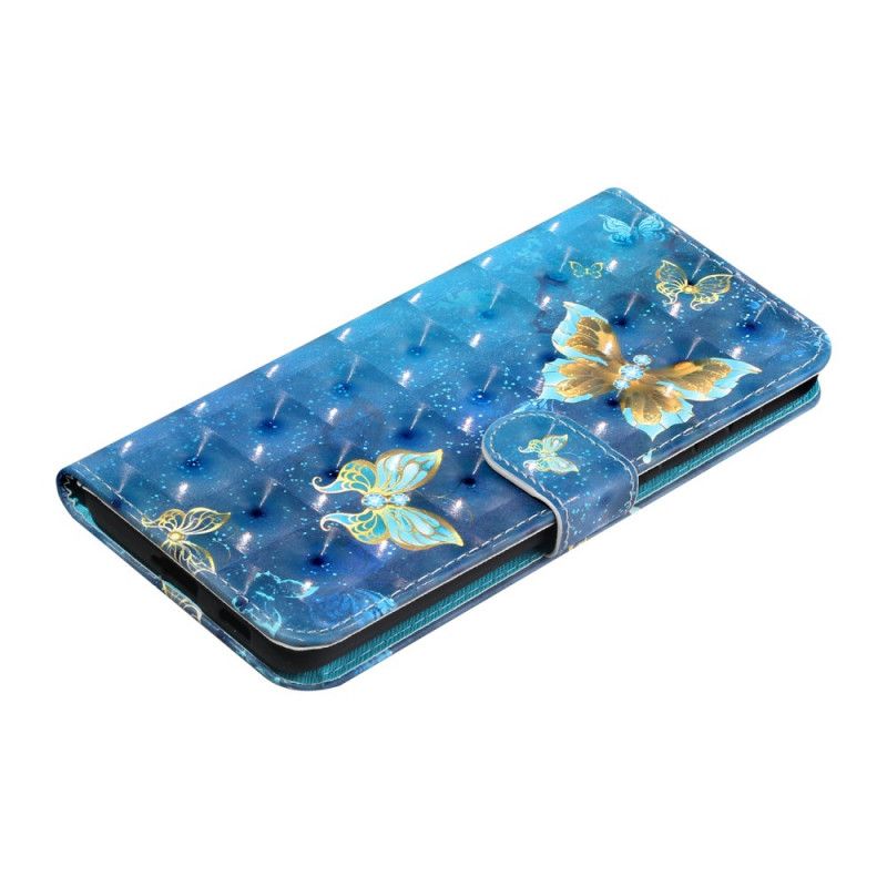 Lederhüllen Samsung Galaxy S21 Ultra 5G Schmetterlinge Lichtpunkte Mit Riemen