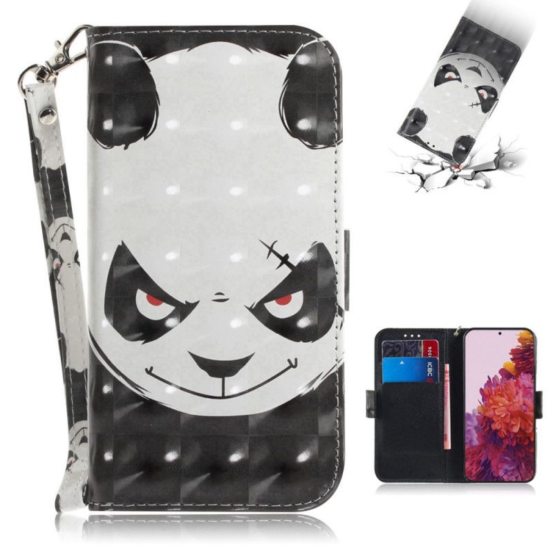 Lederhüllen Samsung Galaxy S21 Ultra 5G Schwarz Panda Mit Tanga