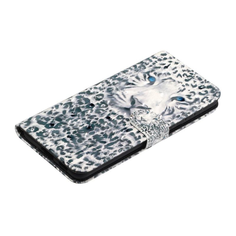 Lederhüllen Samsung Galaxy S21 Ultra 5G Weiß Leopardenlichtpunkte Mit Riemen