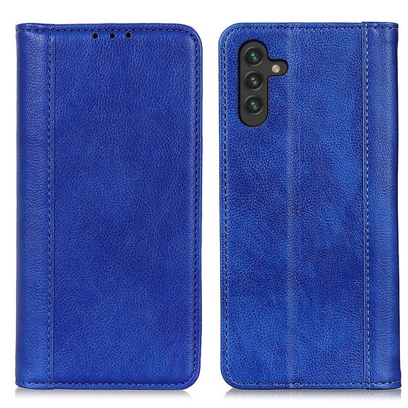 Flip Case Für Samsung Galaxy A13 5g Elegance Spaltleder Litschi