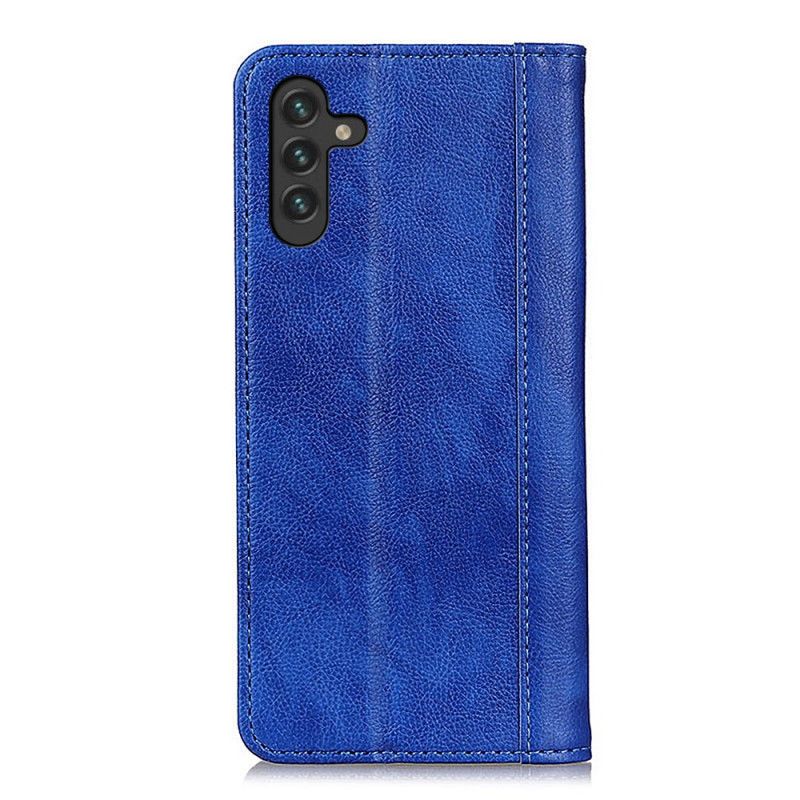 Flip Case Für Samsung Galaxy A13 5g Elegance Spaltleder Litschi