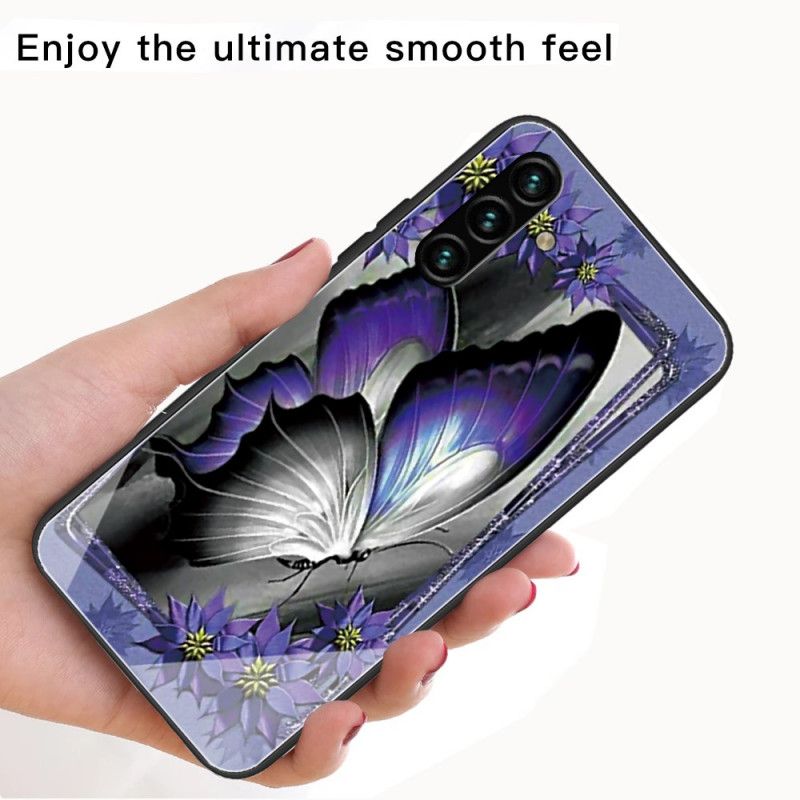 Hülle Für Samsung Galaxy A13 5g Violettes Schmetterlings-hartglas