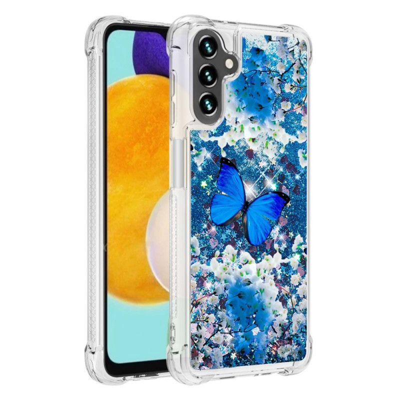 Hülle Samsung Galaxy A13 5g Blaue Glitzerschmetterlinge