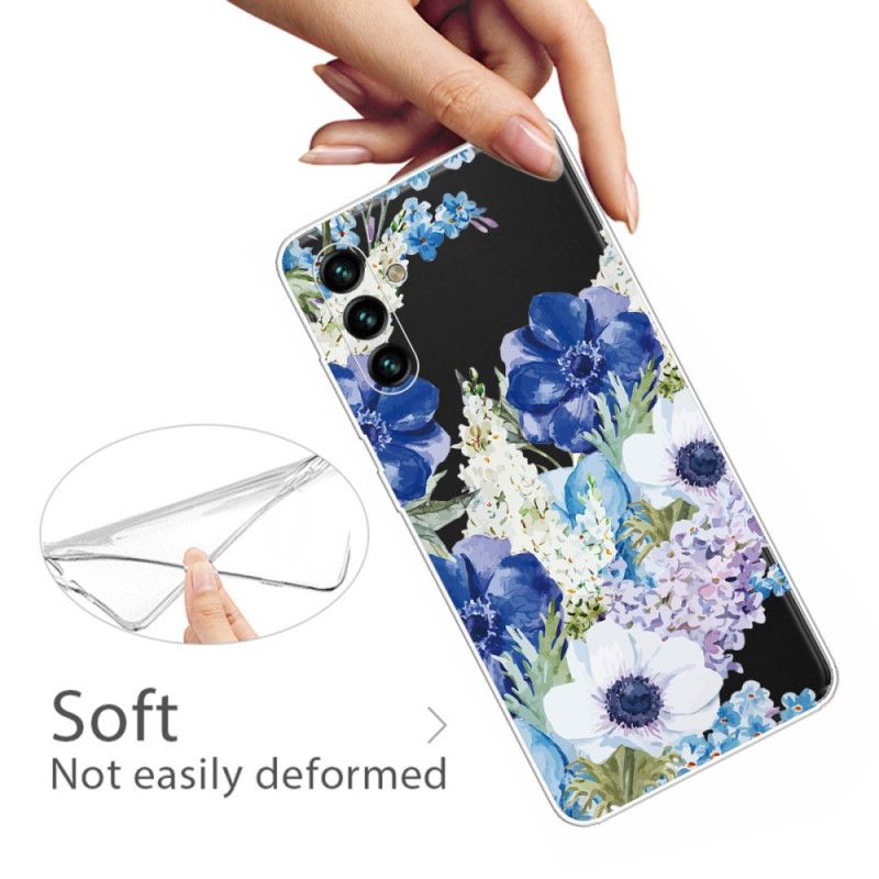 Hülle Samsung Galaxy A13 5g Handyhülle Blaue Blumen Aquarell