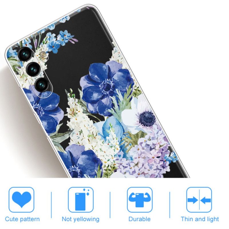 Hülle Samsung Galaxy A13 5g Handyhülle Blaue Blumen Aquarell