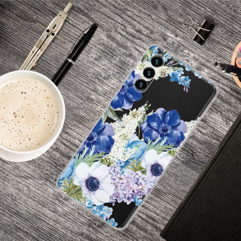 Hülle Samsung Galaxy A13 5g Handyhülle Blaue Blumen Aquarell