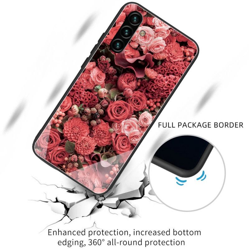 Hülle Samsung Galaxy A13 5g Handyhülle Gehärtetes Glas Rosa Blumen