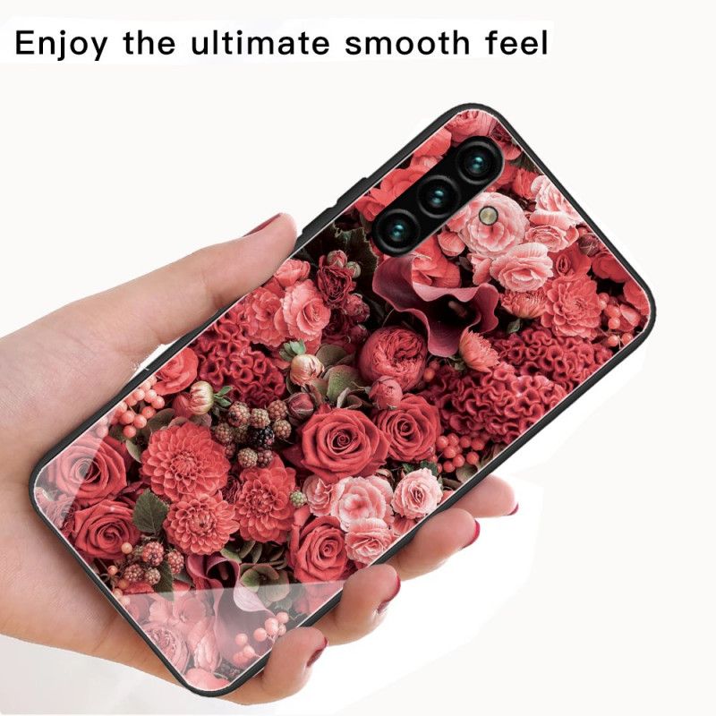 Hülle Samsung Galaxy A13 5g Handyhülle Gehärtetes Glas Rosa Blumen