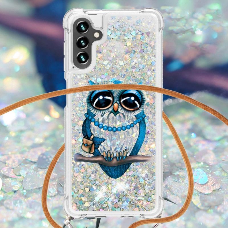 Hülle Samsung Galaxy A13 5g Miss Owl Glitter Kordelzug