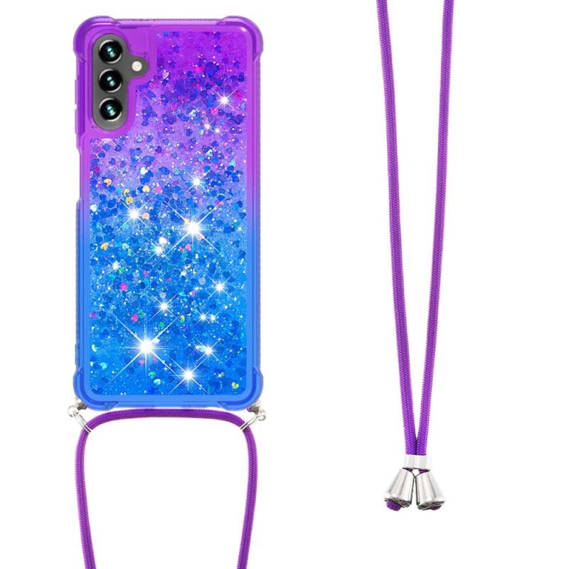 Hülle Samsung Galaxy A13 5g Silikon-glitter Und Kordel