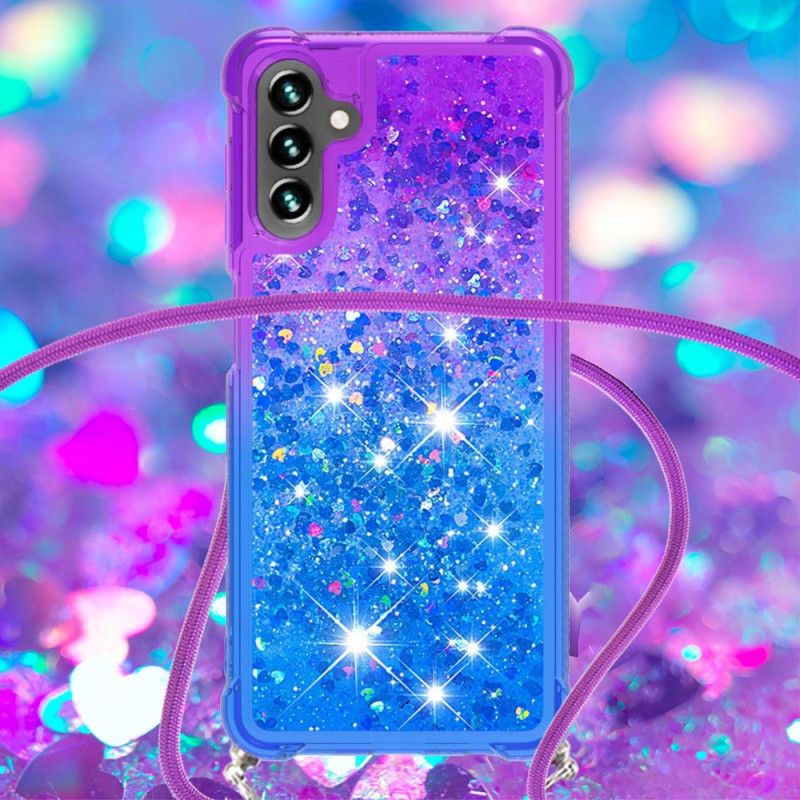 Hülle Samsung Galaxy A13 5g Silikon-glitter Und Kordel