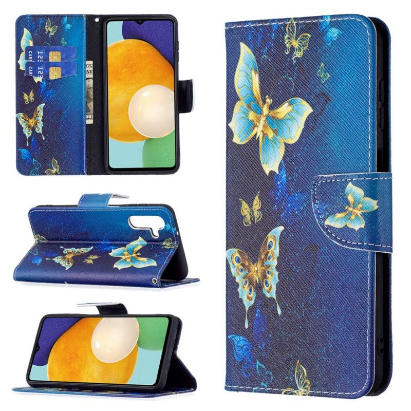 Lederhüllen Für Samsung Galaxy A13 5g Goldene Schmetterlinge