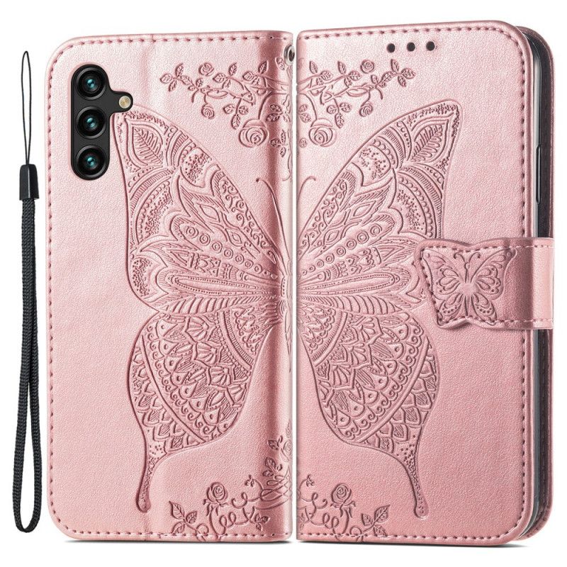 Lederhüllen Für Samsung Galaxy A13 5g Halbe Schmetterlinge