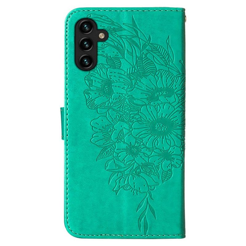 Lederhüllen Für Samsung Galaxy A13 5g Schmetterlingsdesign Mit Lanyard