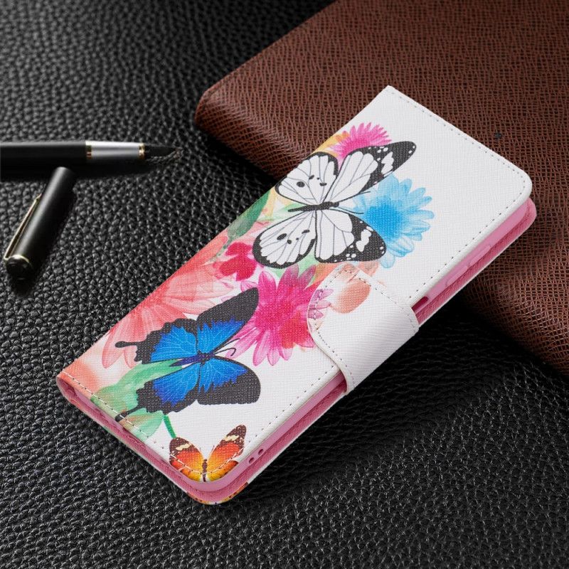 Lederhüllen Samsung Galaxy A13 5g Handyhülle Bemalte Schmetterlinge Und Blumen