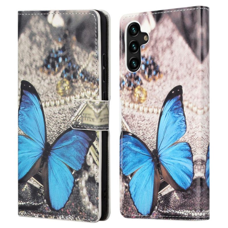 Lederhüllen Samsung Galaxy A13 5g Handyhülle Blauer Schmetterling