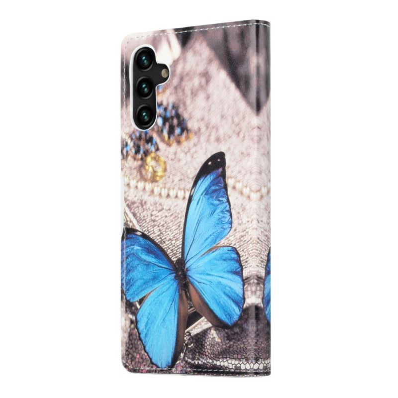 Lederhüllen Samsung Galaxy A13 5g Handyhülle Blauer Schmetterling