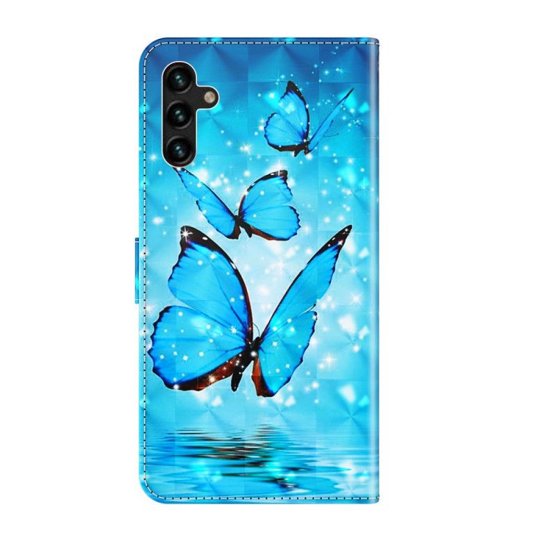 Lederhüllen Samsung Galaxy A13 5g Handyhülle Fliegende Blaue Schmetterlinge