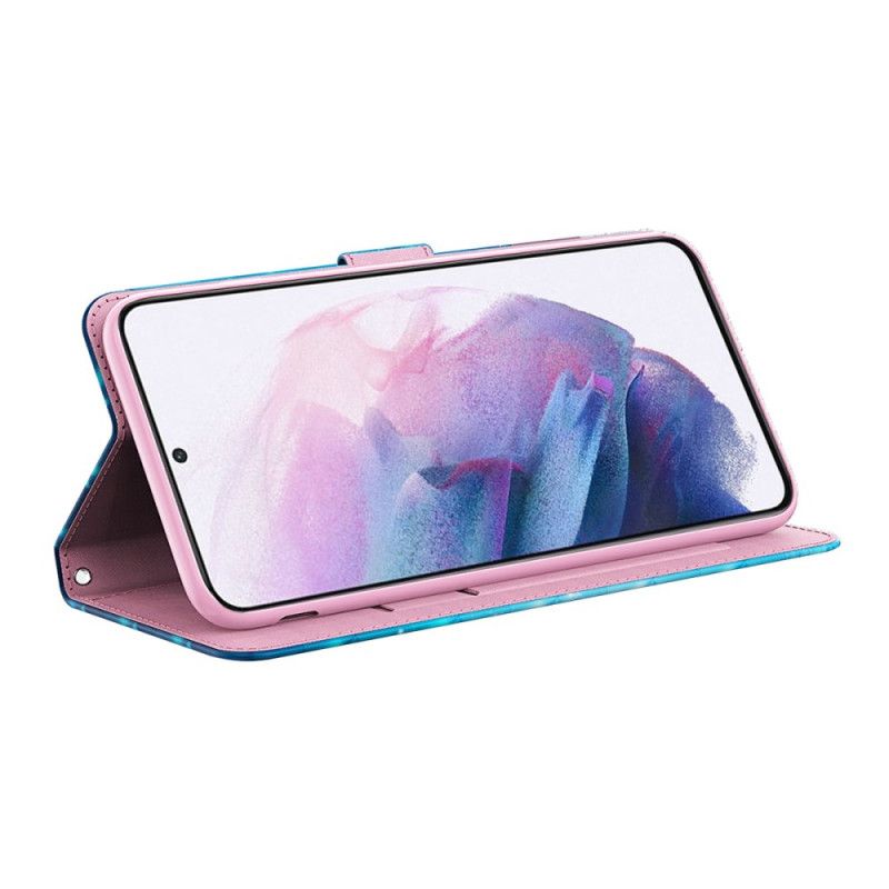 Lederhüllen Samsung Galaxy A13 5g Handyhülle Fliegende Blaue Schmetterlinge