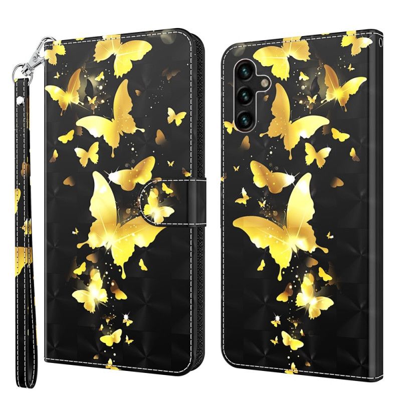 Lederhüllen Samsung Galaxy A13 5g Handyhülle Gelbe Schmetterlinge