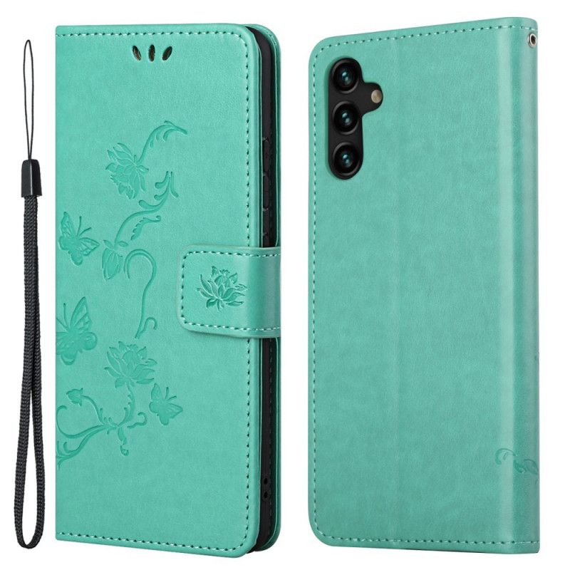 Lederhüllen Samsung Galaxy A13 5g Handyhülle Riemen Blumen