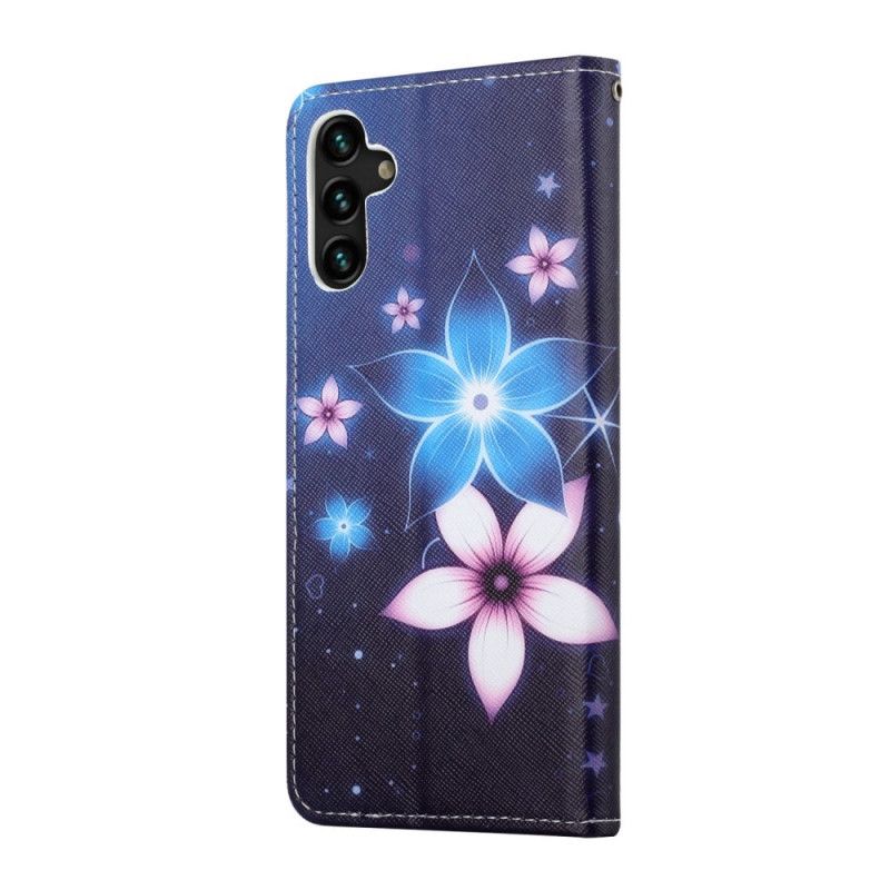 Lederhüllen Samsung Galaxy A13 5g Mondblumen Mit Riemen