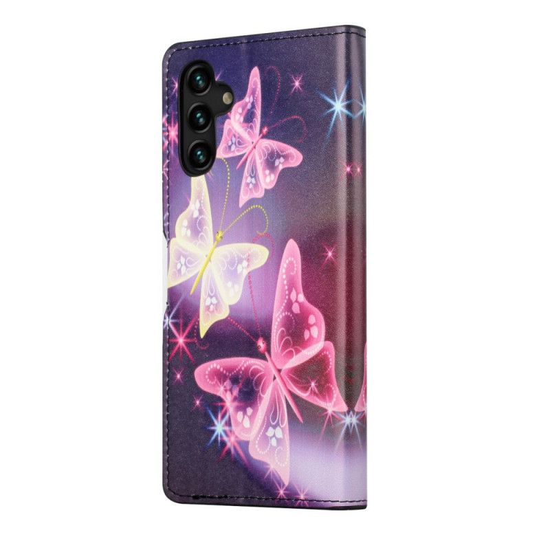 Lederhüllen Samsung Galaxy A13 5g Schmetterlinge Und Blumen