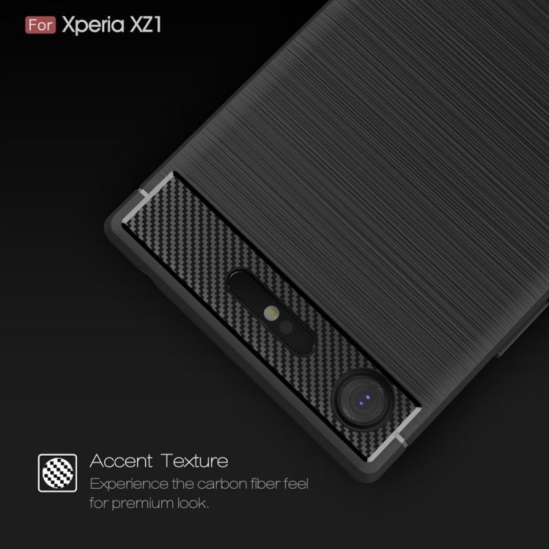 Hülle Für Sony Xperia XZ1 Schwarz Gebürstete Kohlefaser