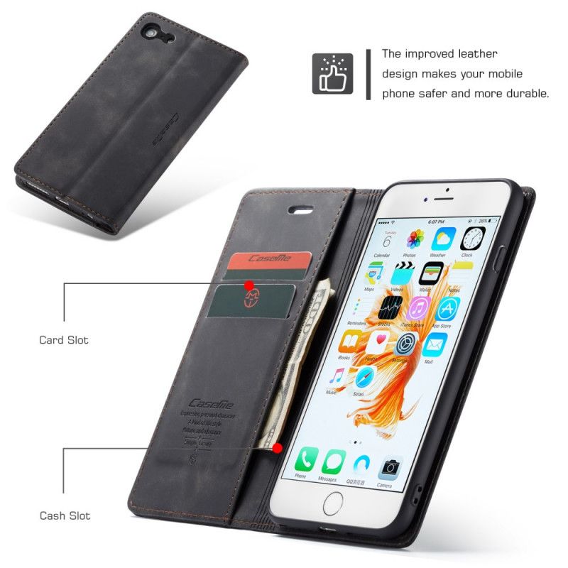 Flip Case iPhone 6 / 6S Schwarz Ledertasche