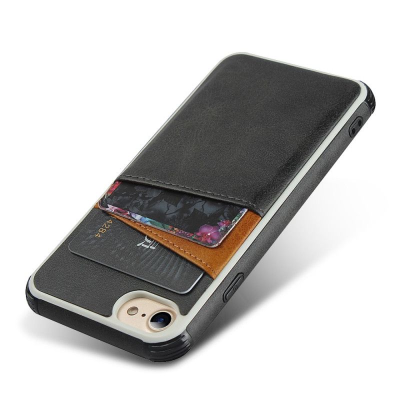Hülle iPhone 6 / 6S Schwarz Zweifarbiger Doppelkartenhalter