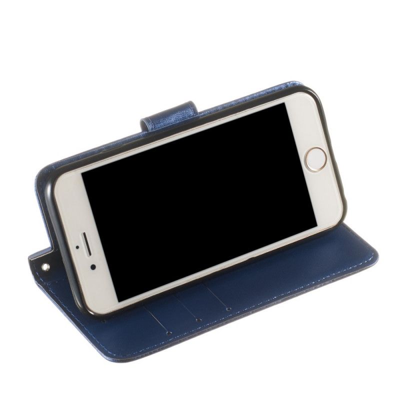 Lederhüllen iPhone 6 / 6S Schwarz Handyhülle Rein Gefärbter Ledereffekt Mit Riemen
