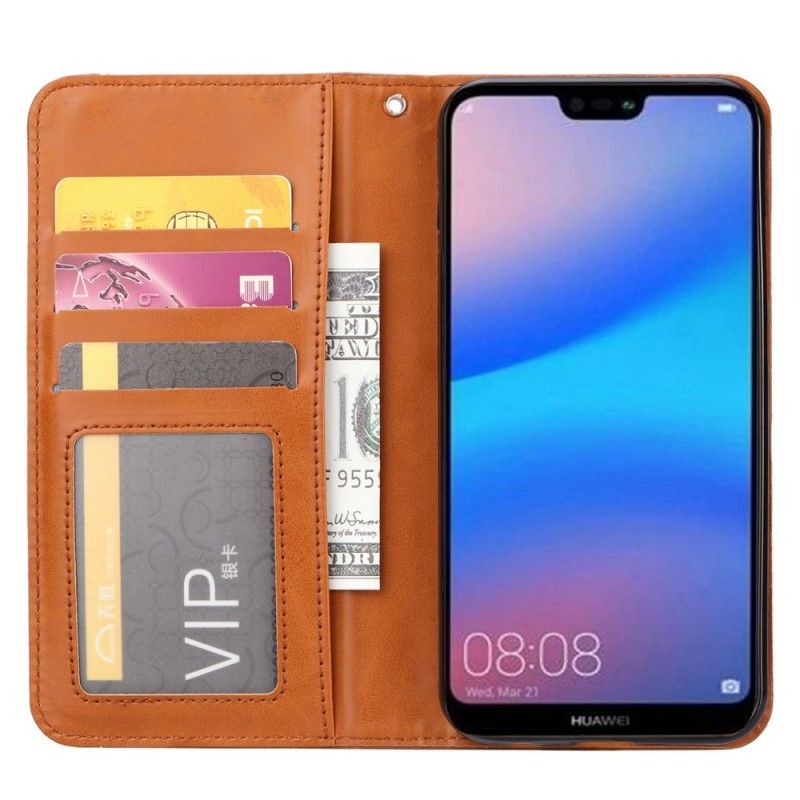 Flip Case Huawei Y6 2019 Schwarz Kartenhalter Aus Kunstleder