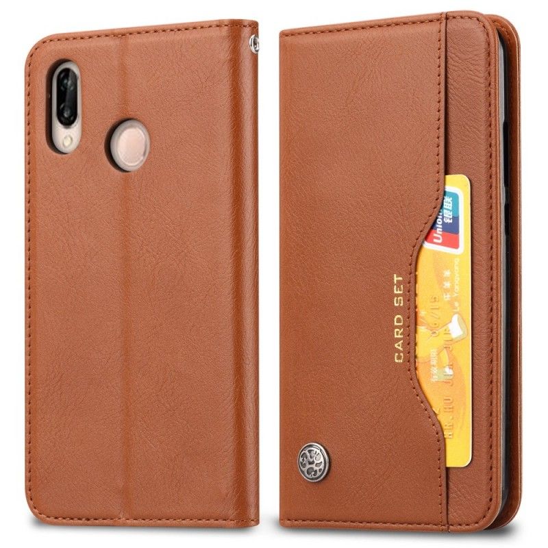 Flip Case Huawei Y6 2019 Schwarz Kartenhalter Aus Kunstleder