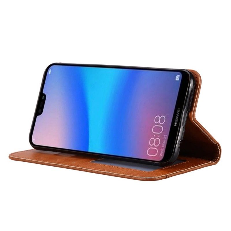 Flip Case Huawei Y6 2019 Schwarz Kartenhalter Aus Kunstleder