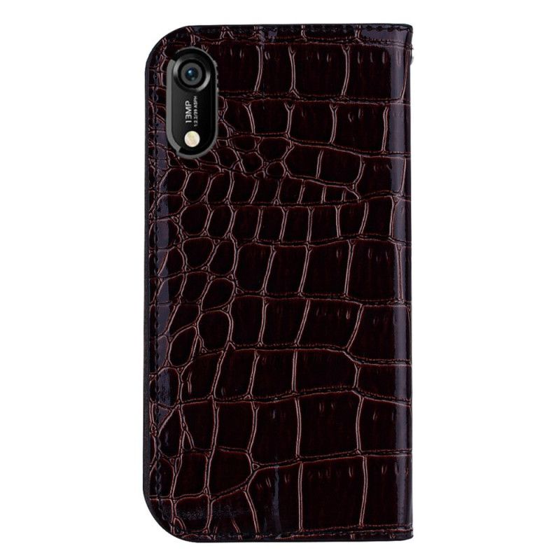 Flip Case Huawei Y6 2019 Schwarz Krokodilleder Und Pailletten