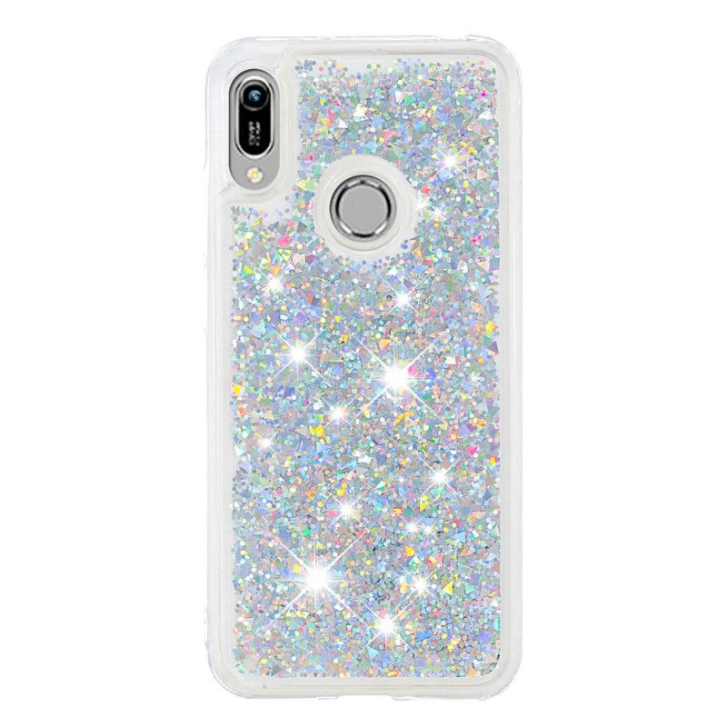 Hülle Huawei Y6 2019 Hellblau Glitzerpulver