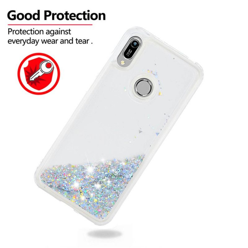 Hülle Huawei Y6 2019 Hellblau Glitzerpulver