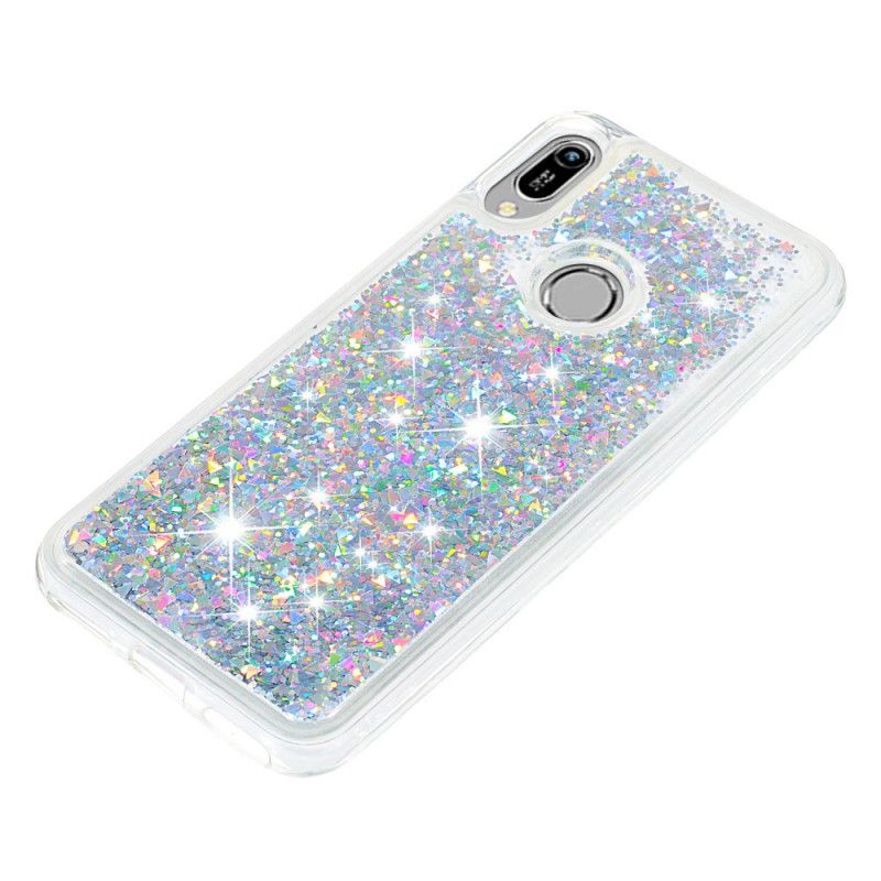 Hülle Huawei Y6 2019 Hellblau Glitzerpulver