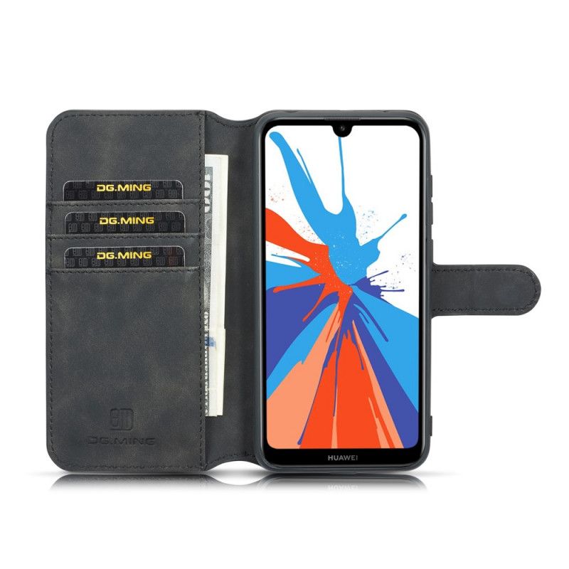 Lederhüllen Für Huawei Y6 2019 Schwarz Retro Dg.Ming